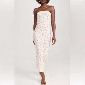 RESA Apertivo Dress Strapless Womens S Small White Citrus Cocktail Champagne